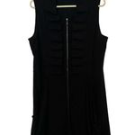 Samuel Dong Black Ruffled Sleeveless Full-Zip Black Midi Dress Size Medium NEW Photo 4