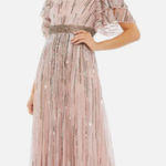 Mac Duggal NWT 93582 Vintage Rose Embellished Full-Length Gown Layered Sleeve 10 Photo 0