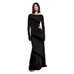 Paris Georgia Lola Black Ribbed Cutout Drape Maxi Dress S NWT Minimalist Chic Photo 2