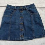 Almost Famous  Button Front Dark Wash Size 7 Denim Skirt Photo 0