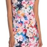T Tahari Tahari pink watercolor floral scuba V neck cap sleeve midi sheath dress M NEW Photo 0