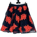 Maeve Navy Coral Floral Appliqué Circle Skirt size 0 Photo 1