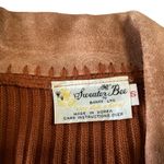 Vintage 70s Cowhide Leather and Acrylic Cardigan Tan Photo 3