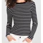 PerfectWhiteTee Clyde Ribbed Knit Long Sleeve Stripe Baby Tee Sweater Shirt XS Black Photo 3