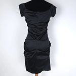 Betsy and Adam Black Satin Cocktail Dress Photo 4