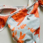 Coral Blue White Floral Ruffle Bikini Top Size XL Photo 2