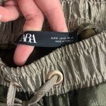 ZARA  Jogger Track Pants Army Green Metallic Gold Shiny Textured Size Small NWT Photo 3