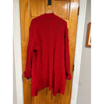Ralph Lauren Lauren Red Cable Knit Open Front Cardigan Sweater 3X Pockets Photo 4
