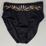 Soludos Soluna Swim Black Rainbow Floral Boho Belted High-Waisted Bikini Bottoms Bathing Suit Swimwear Size M (10) 💖 Photo 0