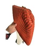Cornelia Guest Clutch Womens coral Woven Faux Leather Foldover Purse Zip Bag Red Photo 10