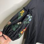 ZARA  embroidered poplin mini dress balloon tie sleeves size XS black Photo 4