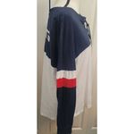Patriots Size L 100% Cotton Lace Up VNeck Long Sleeve Tee Blue Size L Photo 1