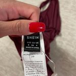 SheIn Burgundy one shoulder wrap dress Photo 3