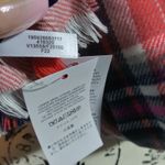 Lands' End  Women's Coral Pink Plaid Scarf Soft Fringe Photo 6