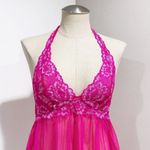 Victoria's Secret  Hot Pink Lace Mesh Sheer Negligee Sexy Babydoll Chemise Photo 1