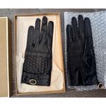Gucci  Vintage Woven Black Leather Gloves Photo 1