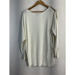 Thalia Sodi Womans  Large White Sparkle Accent Long Peep Sleeve Pullover Sweater Photo 1