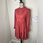 Molly Bracken Terracotta Rust Lace Tiered Dress with Sheer Sleeves Size M Photo 4
