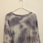 Splendid NEW NWT  Tie Dye Thermal Long Sleeve Sweatshirt Purple White Crewneck S Photo 3