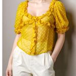 Sézane Wood Top, Printed Peas Saffron, FR36/US4 Photo 3