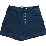 Ymi  High Rise Cuffed Button Fly Black Denim Shorts 26 Photo 0