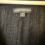 EXPRESS  Black Shimmer Loose Knit Puff Sleeve Mohair/Wool Blend Sweater Medium Photo 6