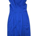 Kay Unger NWT Portrait Shawl Collar Royal Blue Stretch Satin Sheath Dress 12 Photo 5