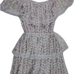 Show Me Your Mumu  Ivory Lace Champagne Ruffle BOHO Dress Wedding Cap Sleeve SZ S Photo 2