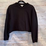 Topshop Sweater Womens 8 10 Black Crewneck Pullover Cropped Sweatshirt Athletic Photo 0