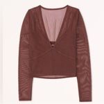 Abercrombie & Fitch ✨  Long-Sleeve V-Neck Mesh Top Brown Small Photo 1