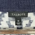 Talbots  Cardigan Womens M Blue Ivory Geometric Knit Open Front Cotton Photo 1