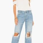 Free People  Light Wash Mid Rise Maggie Distressed Jeans Photo 0