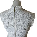 Nanette Lepore  Crochet Floral Lace‎ Top Women M White Cottagecore Coquette Mock Photo 7