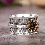 Boho Chic Retro Sunflower Ring for Ladies Photo 3
