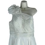 Mac Duggal  Rosette One Shoulder Tea Length Dress White Size 12 Photo 4