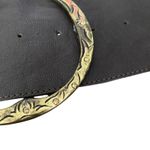 Chocolate Brown Leather Wide Waist Belt Gold Tone Circle Buckle Rhinestone Photo 6