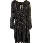 Torrid Size 2X Black Floral Embroidered Long Sleeve Wrap Dress With Tie Belt Photo 5