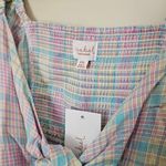 Isabel Maternity Top Tie Front Nursing Plaid Pastels Casual Short Sleeve Spring Pink Size undefined Photo 7