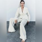 ZARA NWT LINEN BLEND PLEATED PANTS ZW COLLECTION Ecru Size S Photo 2