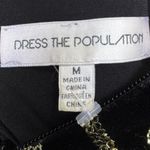 Dress the Population Lola Black Gold Sequin Velvet Long Sleeve Bodycon Dress M Photo 8