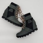 Sorel Lexie Quilted Leather Wedge Boots Dark Slate Ardoise Sombre Size 8.5 Photo 11