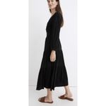 Madewell  Black Midi Dress Long Sleeve Size 12 Cutout Waist Tiered Skirt Photo 5