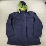 Mackintosh New England Rain Coat Womens M Navy Green Hooded Waterproof Jacket Blue Size M Photo 2