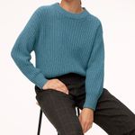 Aritzia WILFRED x Salette Chenille Knit Pullover Sweater Teal Blue Size XS Photo 0