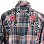 Tolani  Collection Small Top Blouse Embroidered Boho Plaid Photo 4