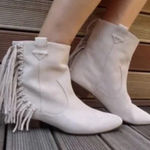 ZARA y2k style NWT  Cowboy Ankle Boots‎ with Fringe 6.5 100% Leather Boho Sweet Photo 0