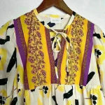 MELLODAY  Boho Colorful Floral Tunic with tie‎ neck Sz L Photo 4
