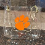 Clear Tote Bag with orange Clemson Tiger Paw Print and Gold Chain Photo 8