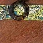 Vera Bradley  Floral Fabric Belt Reversible 43.5" long Green Blue Tortoise Buckle Photo 0