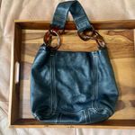 Kate Landry  Black Leather Purse Tortoise Shell Chain Strap Photo 1